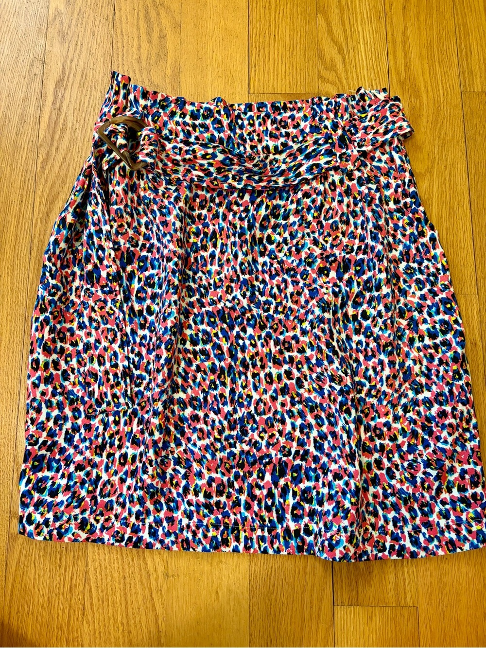 Multicolor Leopard Print Cinch Waist Women's Midi Skirt